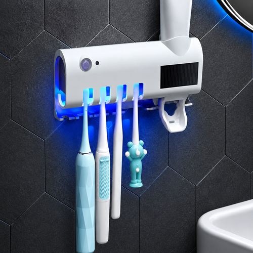 Smart UV Toothbrush Sterilizer Toothbrush Holder and Toothpaste Dispenser