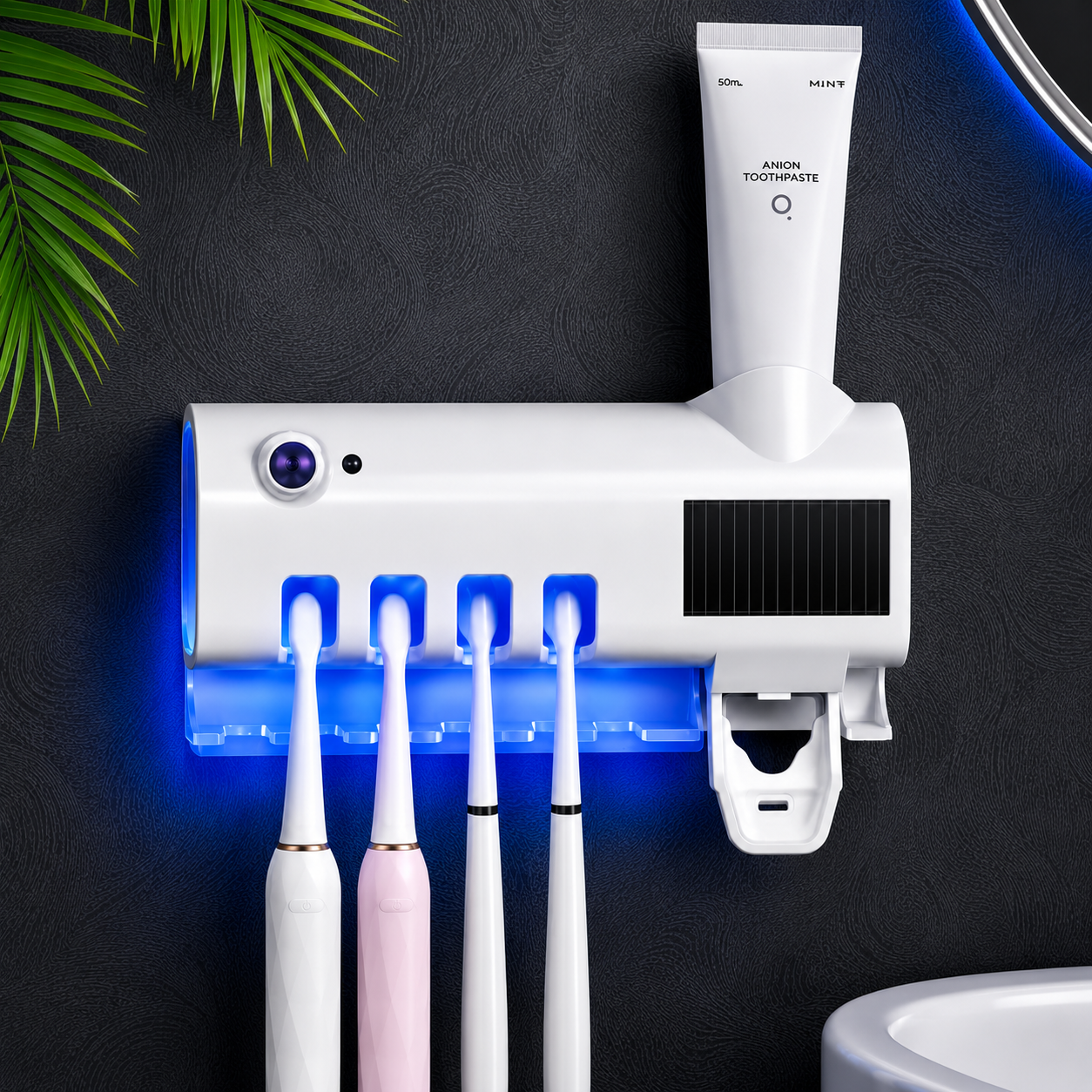 Smart UV Toothbrush Sterilizer Toothbrush Holder and Toothpaste Dispenser