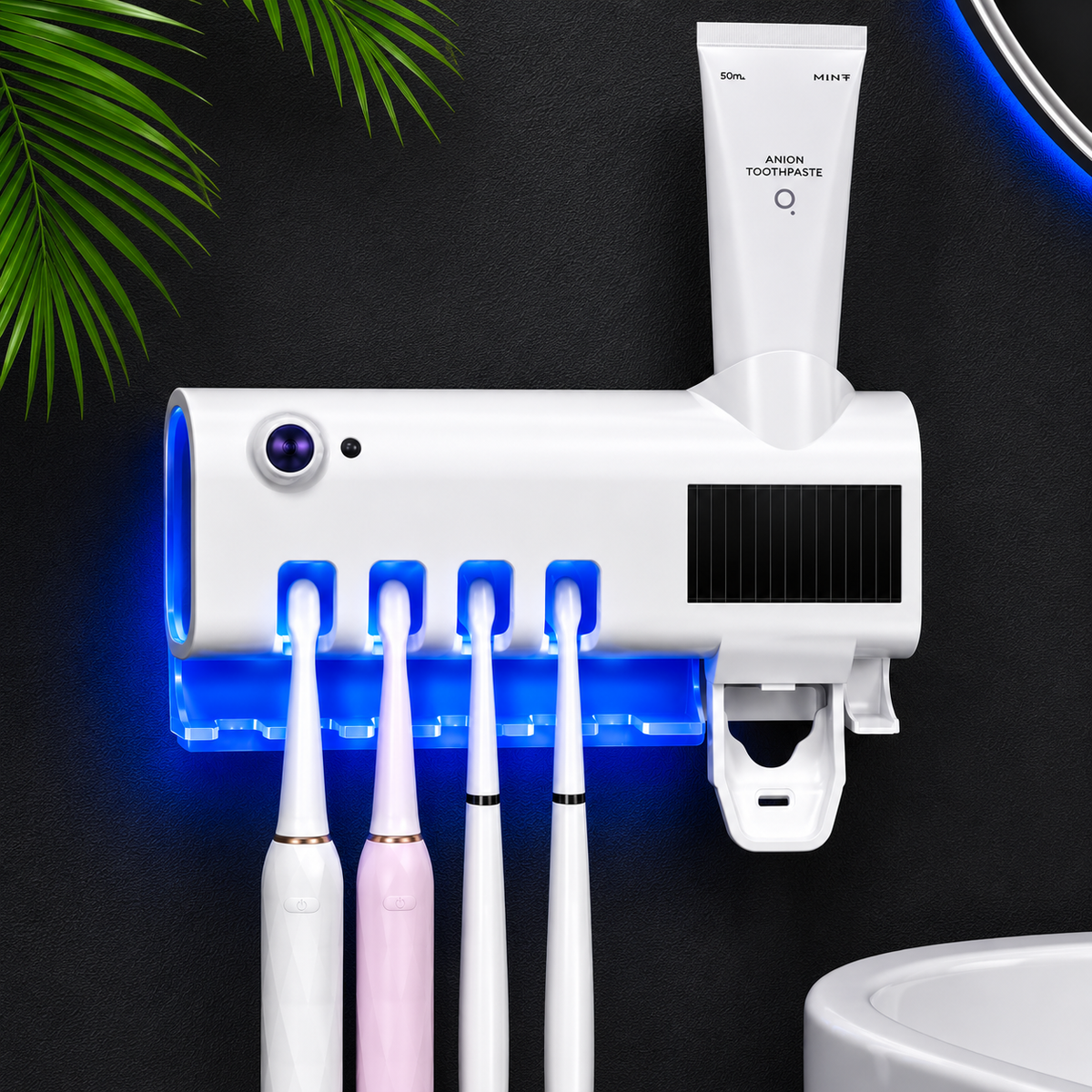 Smart UV Toothbrush Sterilizer Toothbrush Holder and Toothpaste Dispenser